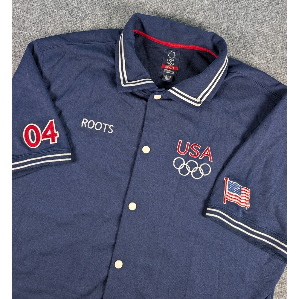 Vtg USA Olympic Team Roots Jacket Mens 2XL Navy 2004 Athens Opening Ceremony